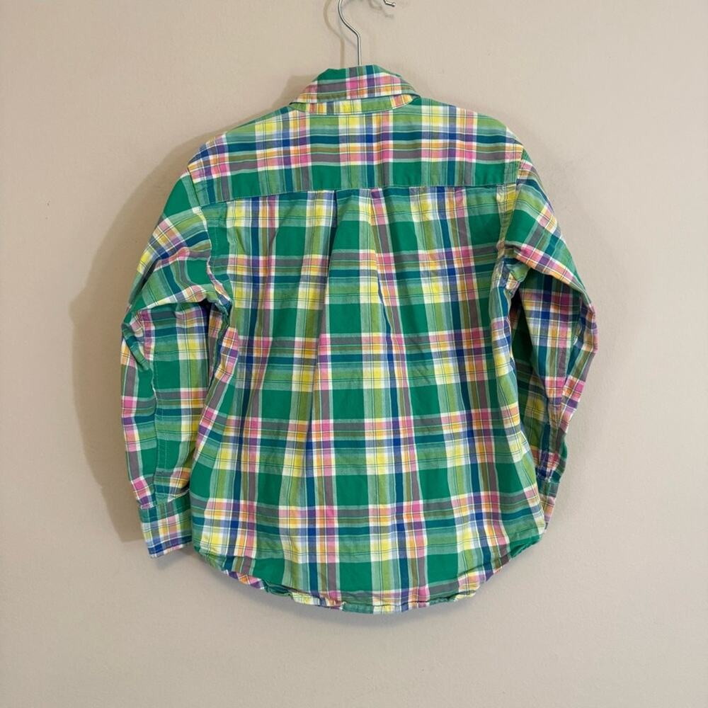 Ralph Lauren Boys Green Pink Plaid Long Sleeve Button Down Shirts Size 4 - Picture 5 of 5